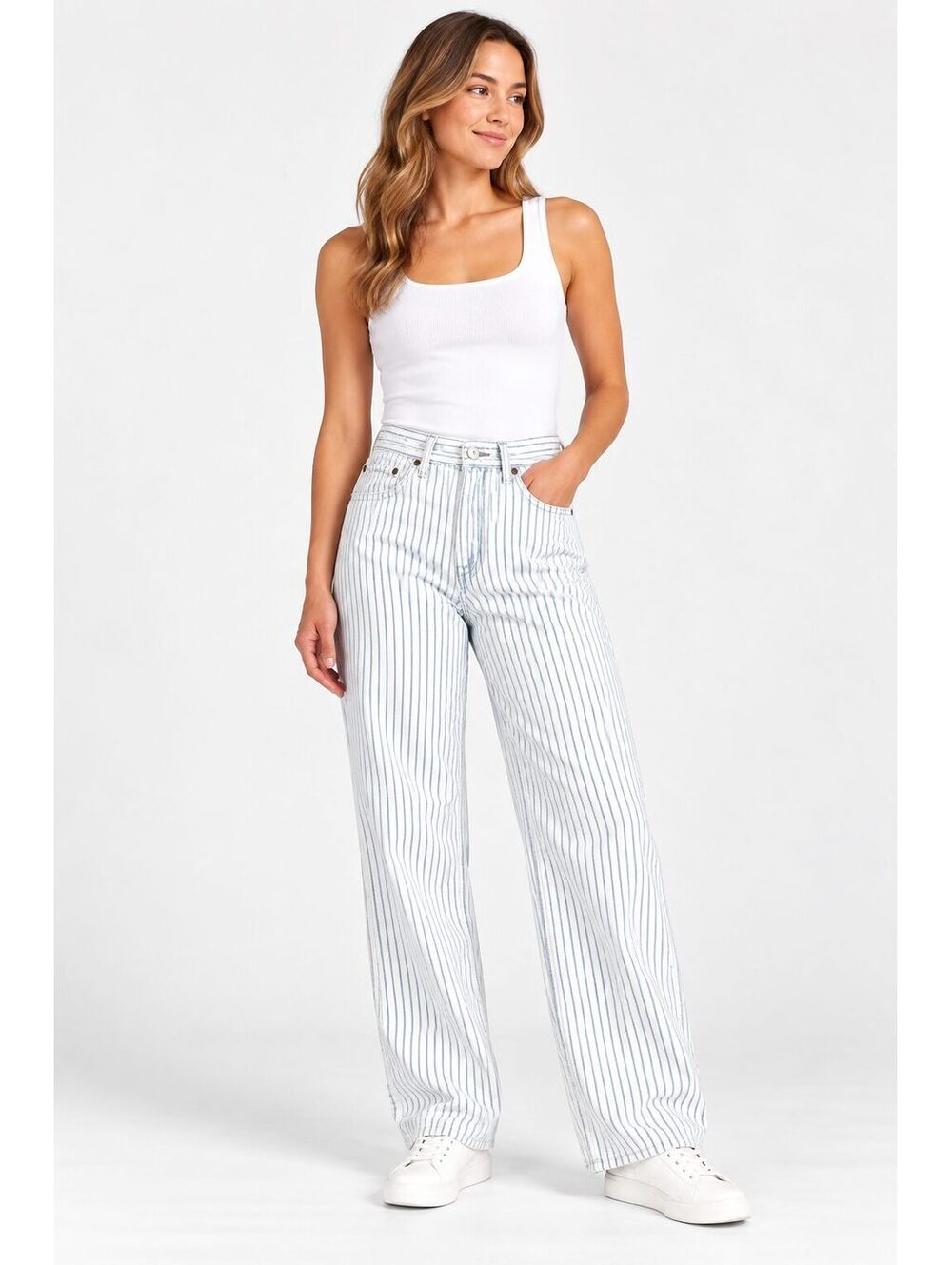 Abercrombie & Fitch The Loose High Rise Pinstripe Jeans NWT 30 Long
